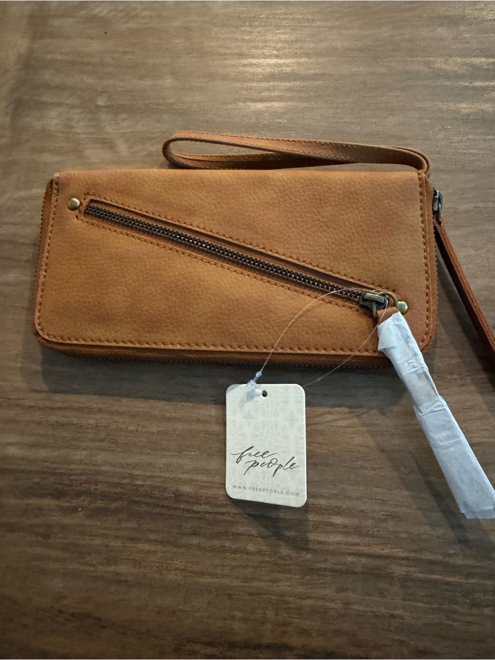 Free People Distressed Vegan Wallet in Brown/Cognac. Retired style. Boho